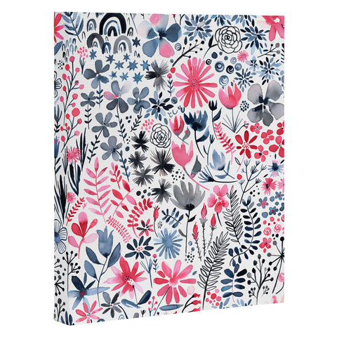 Ninola Design Winter ink flowers Art Canvas