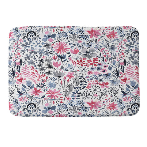Ninola Design Winter ink flowers Memory Foam Bath Mat