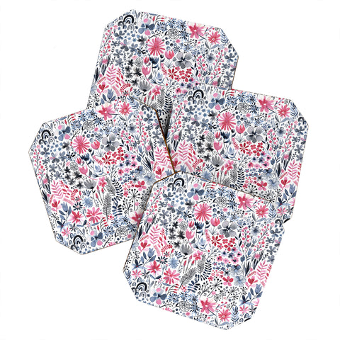 Ninola Design Winter ink flowers Coaster Set