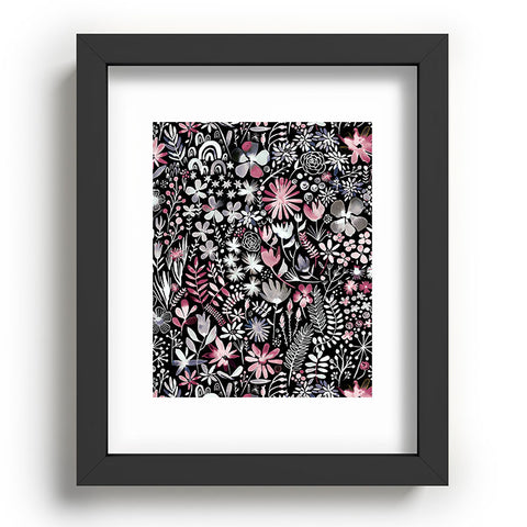 Ninola Design Winter Ink Flowers Dark Recessed Framing Rectangle