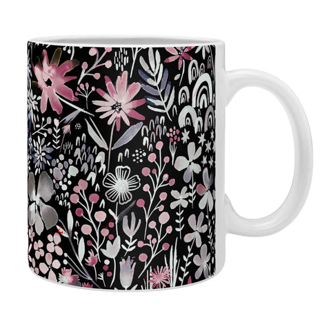 Ninola Design Winter Ink Flowers Dark Coffee Mug