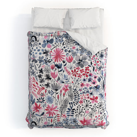 Ninola Design Winter ink flowers Duvet Cover