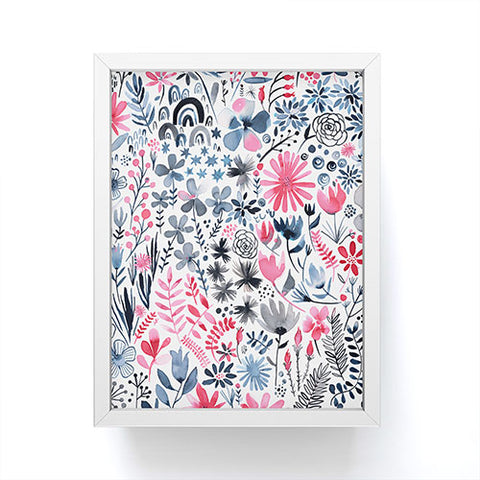 Ninola Design Winter ink flowers Framed Mini Art Print