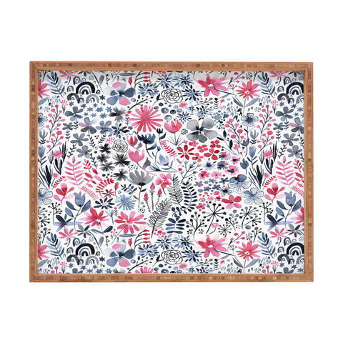 Ninola Design Winter ink flowers Rectangular Tray