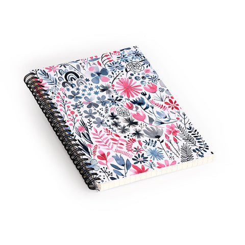 Ninola Design Winter ink flowers Spiral Notebook