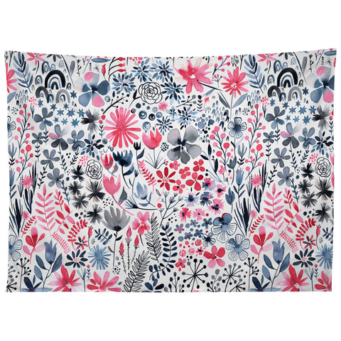 Ninola Design Winter ink flowers Tapestry