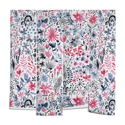 Ninola Design Winter ink flowers Wall Mural