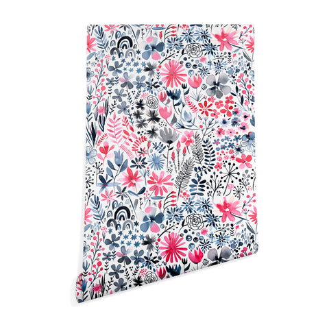 Ninola Design Winter ink flowers Wallpaper