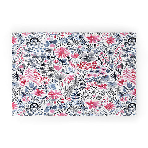Ninola Design Winter ink flowers Welcome Mat