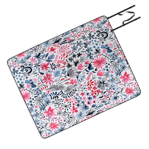 Ninola Design Winter ink flowers Picnic Blanket