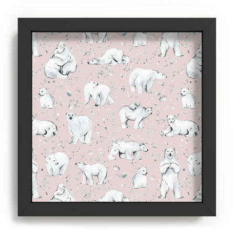 Ninola Design Winter Polar Bears Pink Recessed Framing Square