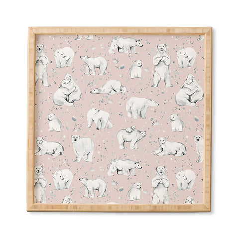 Ninola Design Winter Polar Bears Pink Framed Wall Art