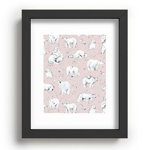 Ninola Design Winter Polar Bears Pink Recessed Framing Rectangle