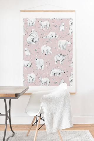Ninola Design Winter Polar Bears Pink Art Print And Hanger