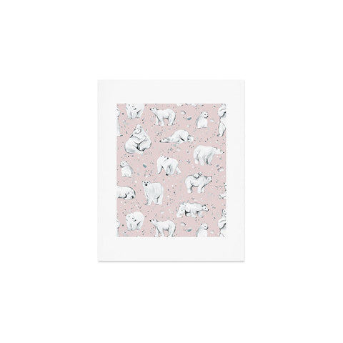 Ninola Design Winter Polar Bears Pink Art Print