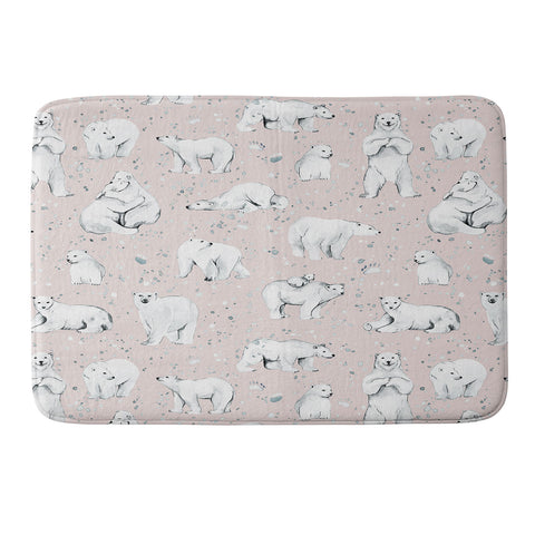 Ninola Design Winter Polar Bears Pink Memory Foam Bath Mat