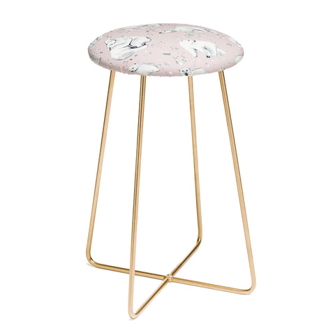 Ninola Design Winter Polar Bears Pink Counter Stool