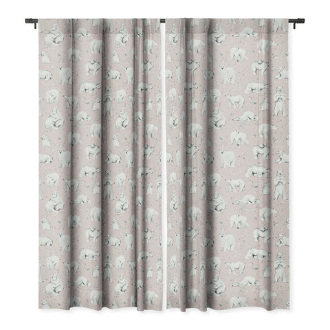 Ninola Design Winter Polar Bears Pink Blackout Window Curtain