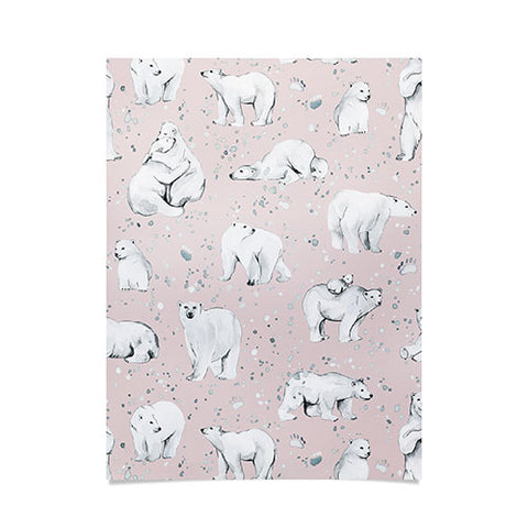 Ninola Design Winter Polar Bears Pink Poster