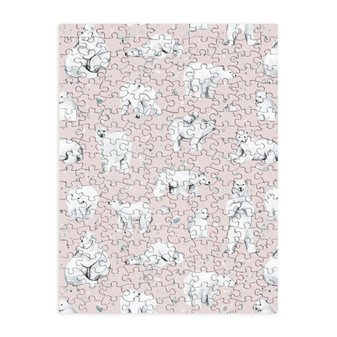 Ninola Design Winter Polar Bears Pink Puzzle