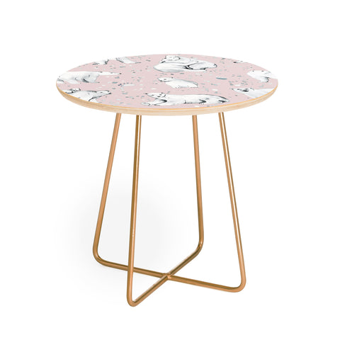 Ninola Design Winter Polar Bears Pink Round Side Table