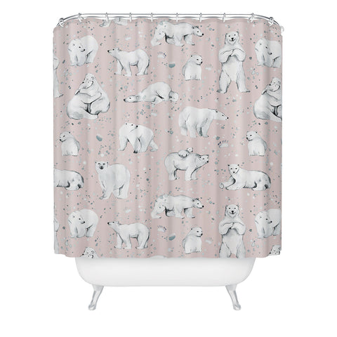 Ninola Design Winter Polar Bears Pink Shower Curtain