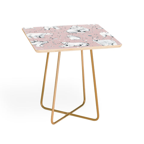 Ninola Design Winter Polar Bears Pink Side Table