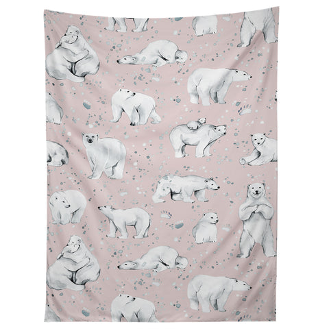 Ninola Design Winter Polar Bears Pink Tapestry