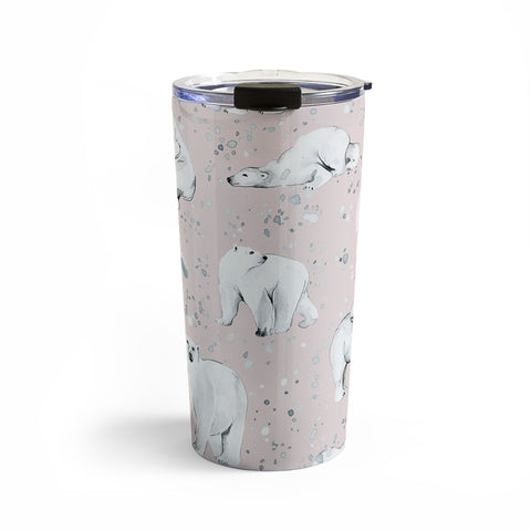 Ninola Design Winter Polar Bears Pink Travel Mug