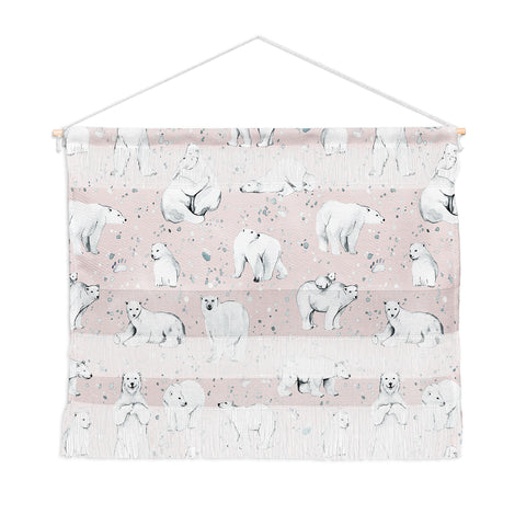 Ninola Design Winter Polar Bears Pink Wall Hanging Landscape