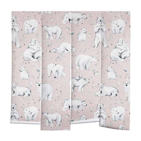 Ninola Design Winter Polar Bears Pink Wall Mural
