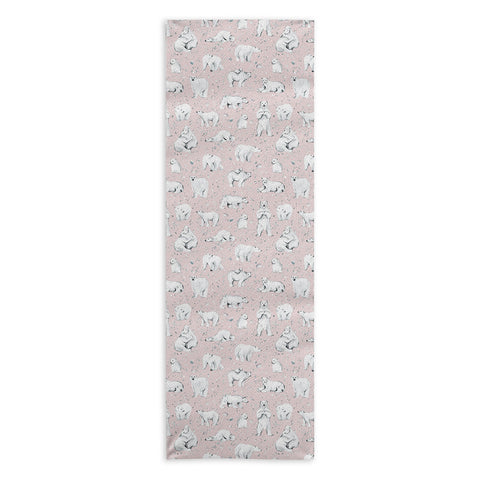 Ninola Design Winter Polar Bears Pink Yoga Towel