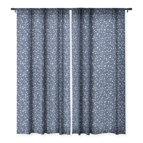 Ninola Design Winter stars classic navy Sheer Window Curtain