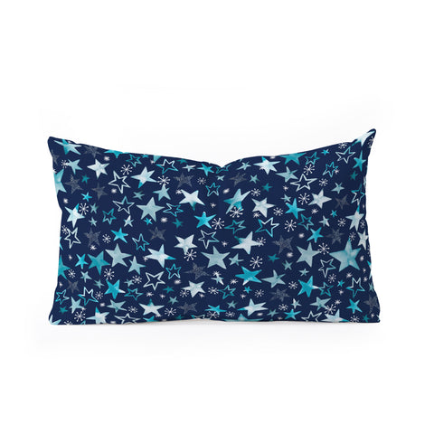 Ninola Design Winter stars classic navy Oblong Throw Pillow
