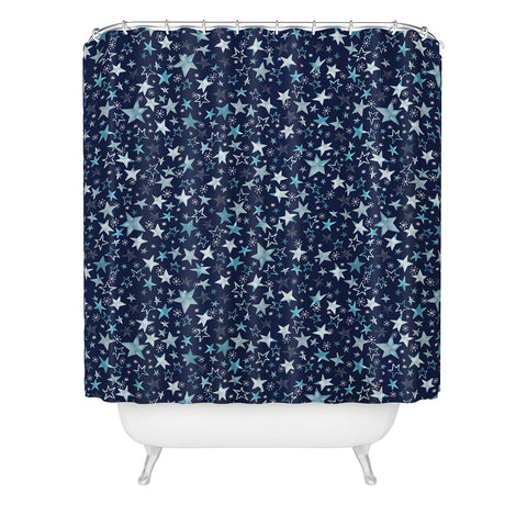 Ninola Design Winter stars classic navy Shower Curtain