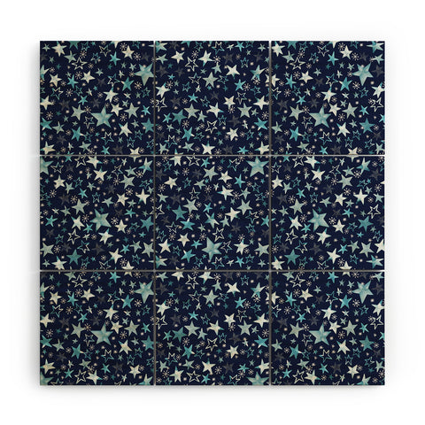 Ninola Design Winter stars classic navy Wood Wall Mural