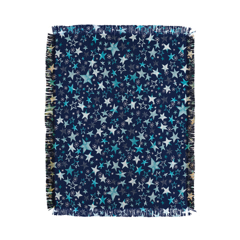 Ninola Design Winter stars classic navy Throw Blanket