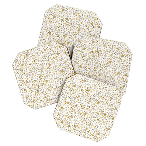 Ninola Design Winter stars holiday gold Coaster Set