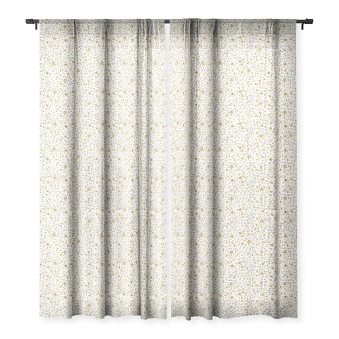 Ninola Design Winter stars holiday gold Sheer Window Curtain