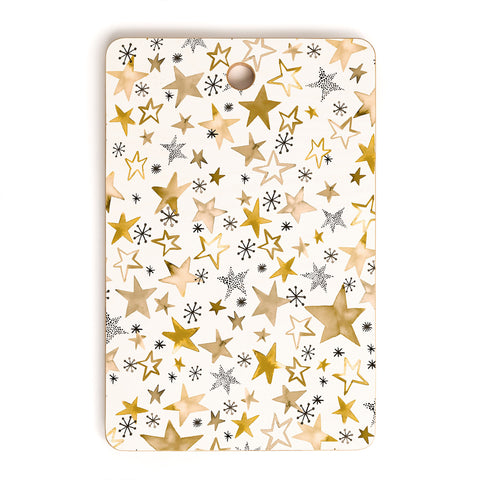 Ninola Design Winter stars holiday gold Cutting Board Rectangle