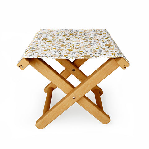 Ninola Design Winter stars holiday gold Folding Stool