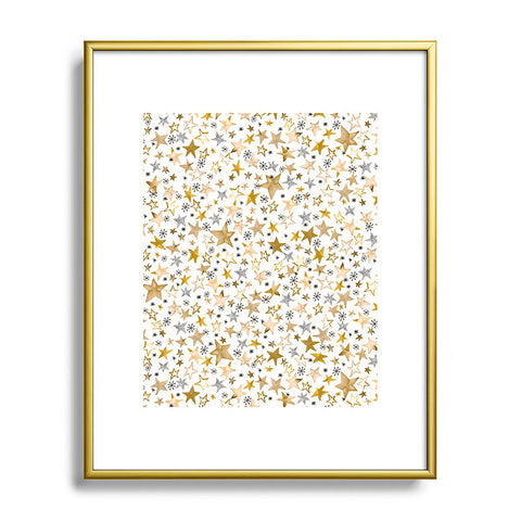 Ninola Design Winter stars holiday gold Metal Framed Art Print