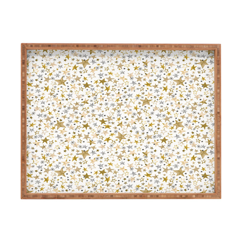Ninola Design Winter stars holiday gold Rectangular Tray
