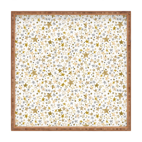 Ninola Design Winter stars holiday gold Square Tray