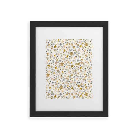 Ninola Design Winter stars holiday gold Framed Art Print
