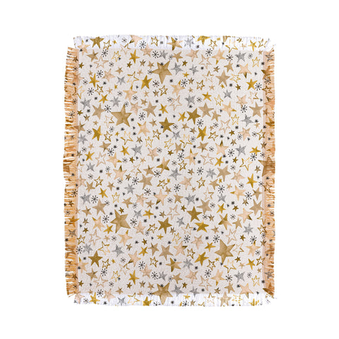 Ninola Design Winter stars holiday gold Throw Blanket