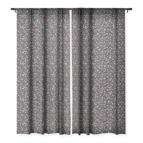 Ninola Design Winter stars modern holiday Sheer Window Curtain