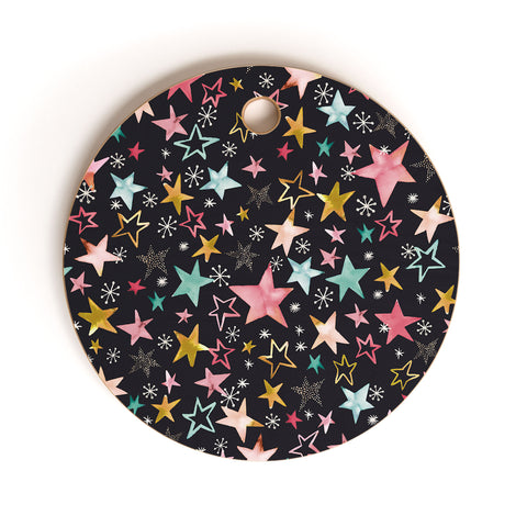 Ninola Design Winter stars modern holiday Cutting Board Round