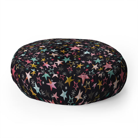 Ninola Design Winter stars modern holiday Floor Pillow Round