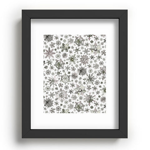 Ninola Design Winter Stars Snowflakes Gray Recessed Framing Rectangle